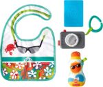 SET PICCOLO TURISTA FISHER PRICE BAVAGLINO BOTTIGLIA E SONAGLIO - immagine 2