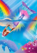 Barbie-Dreamtopia Sirena Luci Scintillanti Bambola Bionda con Coda che si Illumina, Luci che si Attivano con Acqua e Capelli con Ciocche Rosa, Giocattolo per Bambini 3+ Anni - immagine 5