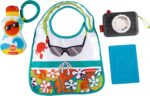 SET PICCOLO TURISTA FISHER PRICE BAVAGLINO BOTTIGLIA E SONAGLIO - immagine 3