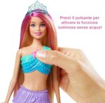Barbie-Dreamtopia Sirena Luci Scintillanti Bambola Bionda con Coda che si Illumina, Luci che si Attivano con Acqua e Capelli con Ciocche Rosa, Giocattolo per Bambini 3+ Anni - immagine 3