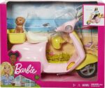 Barbie Scooter e Cagnolino, Moto con Cucciolo e Casco, Bambola non Inclusa, per Bambini 3 + Anni