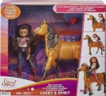 Spirit - Il Ribelle Lucky e Spirit all'Avventura con Cavallo Articolato con Lunga Coda da Spazzolare e Accessori, Giocattolo per Bambini 3+Anni