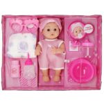 Bambola con ciuccio 32cm con suoni accessori per la pappa e il cambio - immagine 9