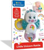 Clementoni- Little Unicorn Rattle-Sonaglio Neonato con Massaggiagengive, Giocattolo Bambini 3 Mesi, Rafforza Le capacità Motorie E Sensoriali-Made in Italy, Colore Multilingua
