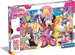 Clementoni Mickey & Friends Supercolor Puzzle-Minnie Happy Helper-60 pezzi Maxi, Multicolore