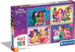 Clementoni Supercolor Disney Princess-4 12,16,20 e 24 Pezzi Bambini 3 Anni, Puzzle Cartoni Animati-Made In Italy, Multicolore