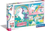Clementoni-Clementoni-25231-Supercolor-Unicorno Brilliant-3 x 48 pièces Puzzle Unicorno-3x48 Pezzi, Multicolore