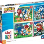 Clementoni Supercolor Sonic-4 12,16,20 e 24 Pezzi Bambini 3 Anni, Puzzle Cartoni Animati-Made In Italy, Multicolore