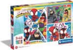 Clementoni Supercolor Marvel Spidey and His Amazing Friends-3X48 (Include 3 48 Pezzi) Bambini 4 Anni, Puzzle Cartoni Animati-Made In Italy, Multicolore