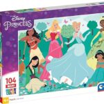 Clementoni- Puzzle Maxi Princesas Disney 104pzs Princess Supercolor Princess-104 Pezzi-Made in Italy, Bambini 4 Anni, Cartoni Animati, Principesse, Multicolore, Medium
