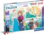 Clementoni- Disney Frozen 2 Supercolor Frozen-3X48 (Include 3 48 Pezzi) Bambini 4 Anni, Puzzle Cartoni Animati-Made in Italy, Multicolore