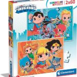 Clementoni- Dc Comics Superfriends Supercolor Super Friends-2X60 (Include 2 60 Pezzi) Bambini 5 Anni, Puzzle Cartoni Animati-Made in Italy, Multicolore