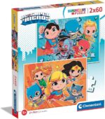 Clementoni- Dc Comics Superfriends Supercolor Super Friends-2X60 (Include 2 60 Pezzi) Bambini 5 Anni, Puzzle Cartoni Animati-Made in Italy, Multicolore