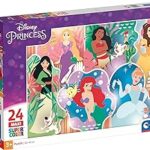 Clementoni- Puzzle Maxi Princesas Disney 24pzs Princess Supercolor Princess-24 Pezzi-Made in Italy, Bambini 3 Anni, Principesse, Cartoni Animati, Multicolore