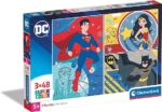 Clementoni- Puzzle DC Comics 3x48pzs Supercolor Comics-3x48 (Include 3 48 Pezzi) -Made in Italy, Bambini 4 Anni, Cartoni Animati, Multicolore
