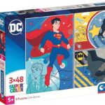Clementoni- Puzzle DC Comics 3x48pzs Supercolor Comics-3x48 (Include 3 48 Pezzi) -Made in Italy, Bambini 4 Anni, Cartoni Animati, Multicolore