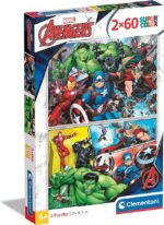Clementoni Avengers Supercolor Marvel Avengers-2X60 (Include 2 60 Pezzi) Bambini 5 Anni, Cartoni Animati, Puzzle Supereroi-Made In Italy, Multicolore