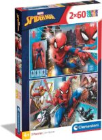 Clementoni Spider-Man Spiderman Supercolor Marvel Spiderman-2X60 (Include 2 60 Pezzi) Bambini 5 Anni, Cartoni Animati, Puzzle Supereroi-Made In Italy, Multicolore