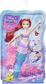 Disney Princess Ariel Arcobaleno, bambola ispirata al film Sirenetta con coda cambia colore per bambini dai 3 anni in su