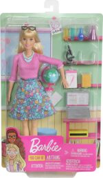 Barbie Bambola Insegnante con 10 Accessori tra cui Computer e Mappamondo Giocattolo per Bambini 3+ Anni
