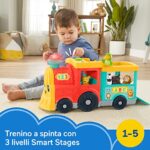 Fisher-Price - Little People Il Trenino dell'ABC Edizione Multilingue, a Spinta con Luci, Musica e Apprendimento Smart Stages, Giocattolo per Bambini 1+ Anni - immagine 3