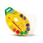 Crayola - Set 12 Acquerelli con Pennello, Tavolozza Richiudibile con Coperchio, Attività Creativa per Bambini, Colori Assortiti, 53-8434