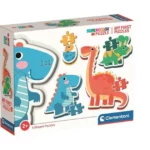 Clementoni- Supercolor My First Dinos-2,3,4,5 Pezzi Sagomato, Bambini 2 Anni, Puzzle Cartoni Animati-Made in Italy, Multicolore, 20834