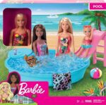 Barbie Playset Bambola con Piscina e Accessori Giocattolo per Bambini 3+ Anni