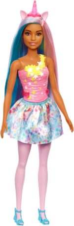 Barbie - Dreamtopia Unicorno Bambola con capelli blu e rosa con gonna, coda e cerchietto da unicorno rimovibili, Giocattolo per Bambini 3+ Anni, HGR21 & Ballerina Bam