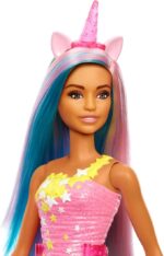Barbie - Dreamtopia Unicorno Bambola con capelli blu e rosa con gonna, coda e cerchietto da unicorno rimovibili, Giocattolo per Bambini 3+ Anni, HGR21 & Ballerina Bam - immagine 3
