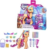 Hasbro My Little Pony: Una Nuova Generazione, Sunny Starscout Rainbow Reveal, Pony Giocattolo Arancione da 15 cm con Treccia Arcobaleno, 17 Accessori - immagine 2