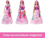 Barbie - Bambola Barbie Dreamotpia Chioma da Favola 2023, capelli fantasia con treccia e piega, extension arcobaleno, strumento per lo styling e accessori, Giocattoli per Bambini 3+ Anni - immagine 5