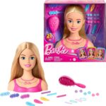Barbie value styling head, Capelli Biondi con 20 Accessori Colorati, Testa Bambola per Hair Styling