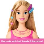 Barbie value styling head, Capelli Biondi con 20 Accessori Colorati, Testa Bambola per Hair Styling - immagine 3
