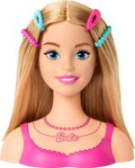 Barbie value styling head, Capelli Biondi con 20 Accessori Colorati, Testa Bambola per Hair Styling - immagine 2