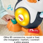 Pino Pinguino Numeri e Parole - Fisher-Price - Parlamici Pino Pinguino Numeri e Parole, Versione Italiana, Giocattolo Interattivo Musicale Con Luci e Movimenti Per L'Apprendimento, Giocattolo Per Bambini, 9+ Mesi - immagine 5