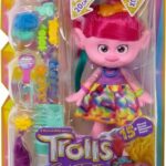 Trolls capelli glitter Regina Poppy Hair-tastic bambola con pettine glitterato e gel luccicante 15+ accessori inclusi