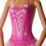 Barbie Ballerina bambola con corpetto decorato a fiori e tutù viola rimovibile braccia in posa da danza e scarpette da punta - immagine 3