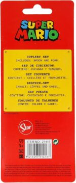 Set Posate Super Mario Bros 2 pezzi per bambini riutilizzabili in plastica composta da forchetta e cucchiaio - immagine 4
