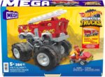Hot Wheels Mega Bloks Monster Trucks Camion Pompieri Costruzioni con 284 Pezzi