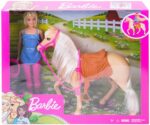 Barbie snodata bionda Bambola con cavallo con sella e briglie rimovibili