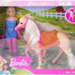 Barbie snodata bionda Bambola con cavallo con sella e briglie rimovibili