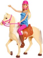 Barbie snodata bionda Bambola con cavallo con sella e briglie rimovibili - immagine 3