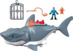 Imaginext Fisher Price squalo mega morso con Personaggio Subacqueo Gabbia e Accessori - immagine 2
