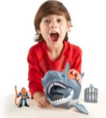 Imaginext Fisher Price squalo mega morso con Personaggio Subacqueo Gabbia e Accessori - immagine 3