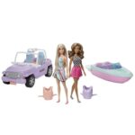 Mattel Barbie Set 2 Veicoli Jeep e Motoscafo con Bambole