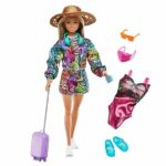 Barbie Summer Travel Fun Viaggiatrice Bambola con Valigia Costume e Cappello