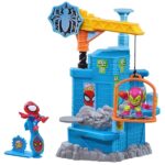 Marvel Hasbro Stunt Squad Crane Smash playset con Spider-Man e Green Goblin action figure in scala da 3,5 cm